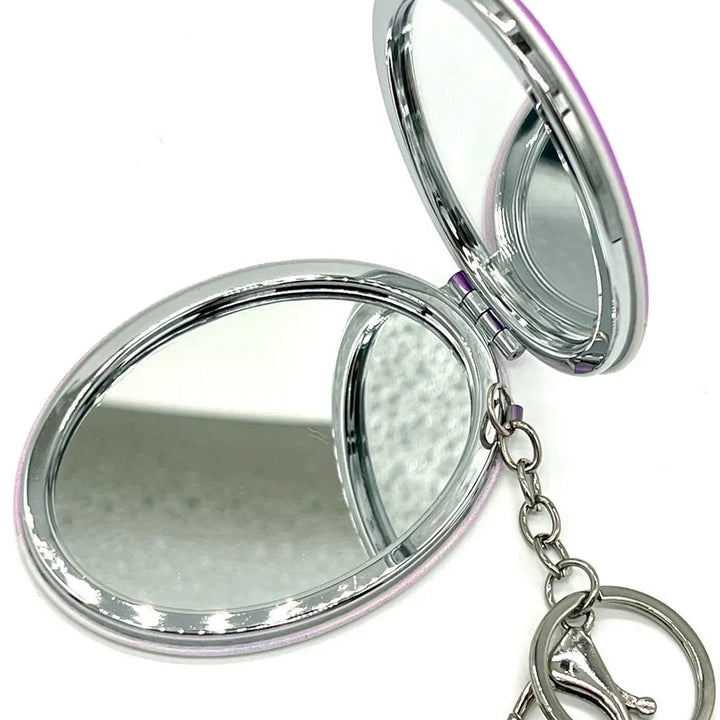 オリジナルグッズ・ノベルティのグッズメイド【GOODS MADE】 オリジナルコンパクトミラーキーホルダーRMR04 オリジナル折りたたみコンパクトミラー ラウンド形・楕円～形 ｜1個400円～！1個から作成可能｜フルカラー印刷対応