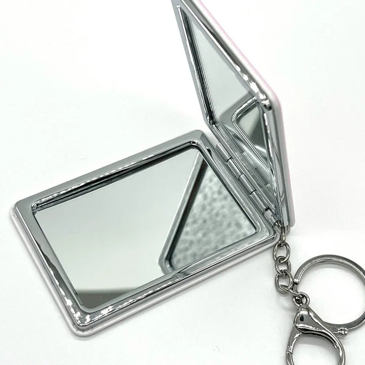 オリジナルグッズ・ノベルティのグッズメイド【GOODS MADE】 オリジナルコンパクトミラーキーホルダーRMR04 オリジナル折りたたみコンパクトミラー ラウンド形・楕円～形 ｜1個400円～！1個から作成可能｜フルカラー印刷対応