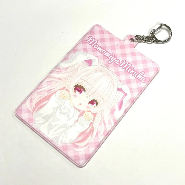 ピンクデザインのオリジナルチェキホルダーキーホルダー表面
