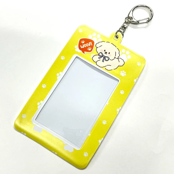 イエローデザインのオリジナルチェキホルダーキーホルダー表面
