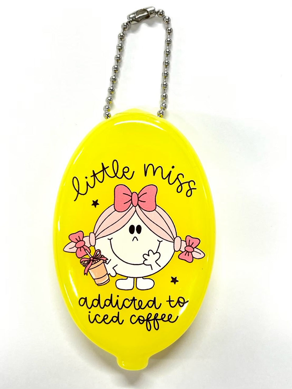 黄色の楕円コインケース Little Miss アイスコーヒーデザイン